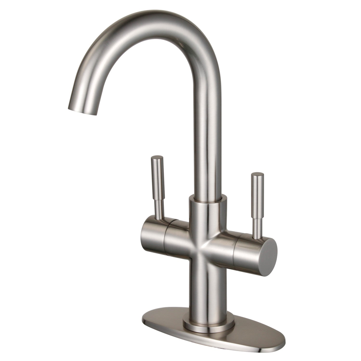 Kingston Sona LS8458DL - Concord Two-Handle 1-Hole Bathroom Faucet with Deck Plate and Push Pop-Up Drain, Brushed Nickel — image 1